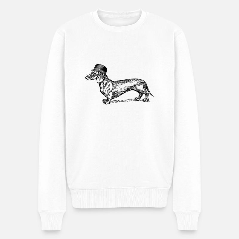 dog with hat - Pull Premium bio Homme - blanc