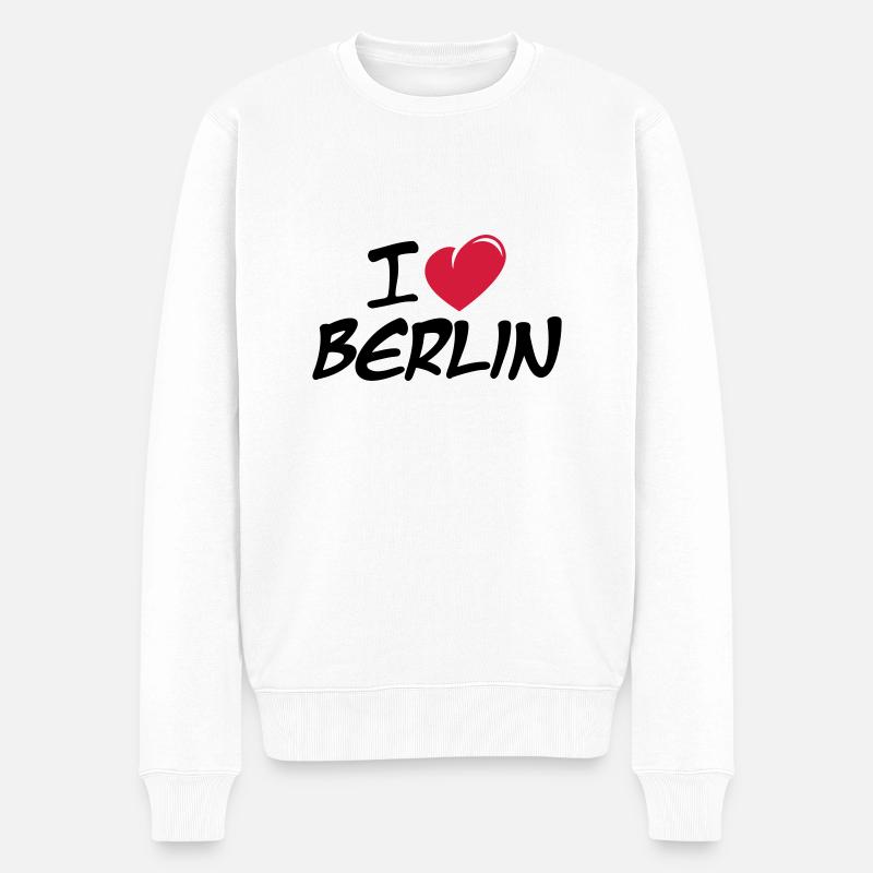 I love Berlin / Ich liebe Berlin - Männer Premium Bio Pullover - Weiß