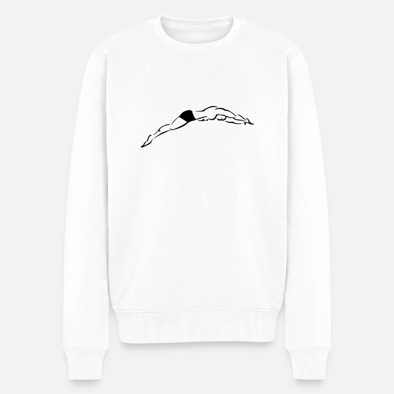 Schwimmer stürzen - Männer Premium Bio Pullover - Weiß