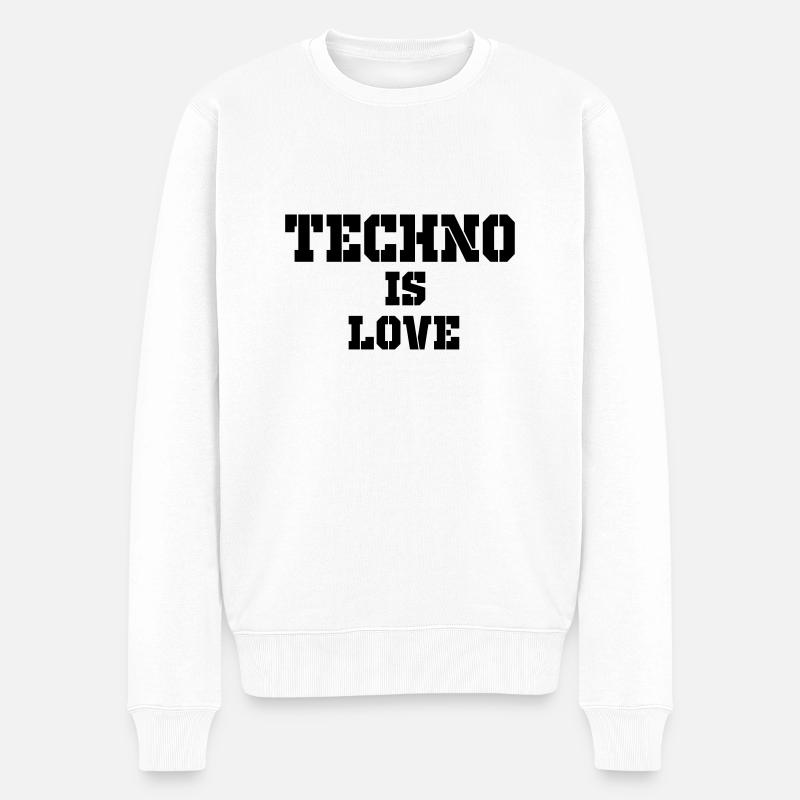 Techno ist Liebe - Männer Premium Bio Pullover - Weiß