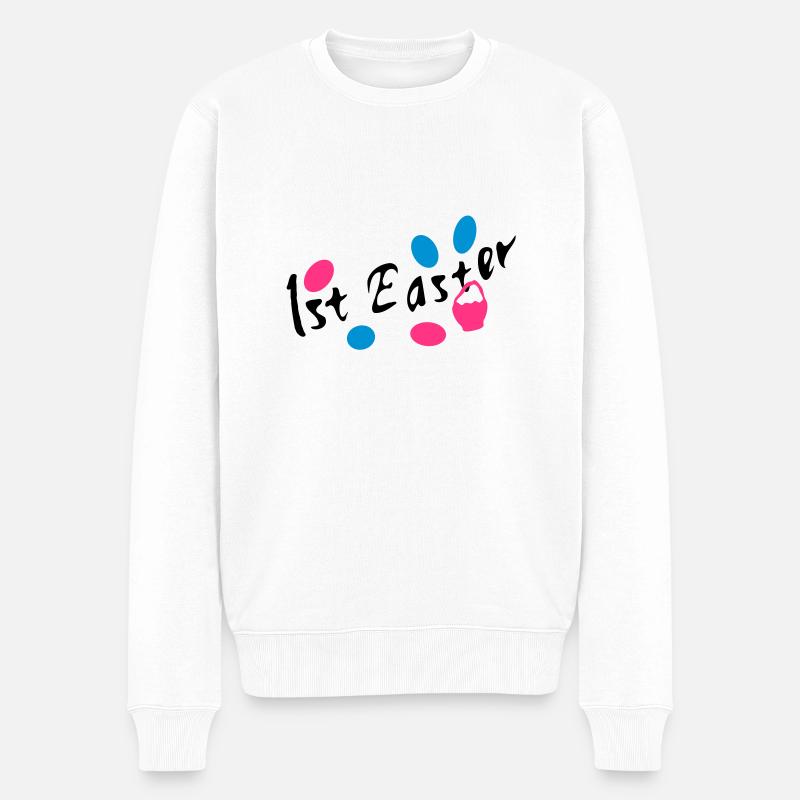 1er Pâques txt easter eggs - Pull Premium bio Homme - blanc
