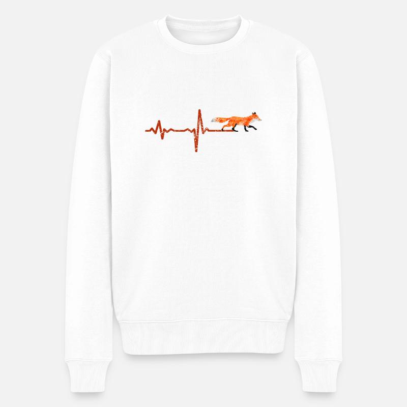 Heartbeat Fuchs - Geschenk - Männer Premium Bio Pullover - Weiß