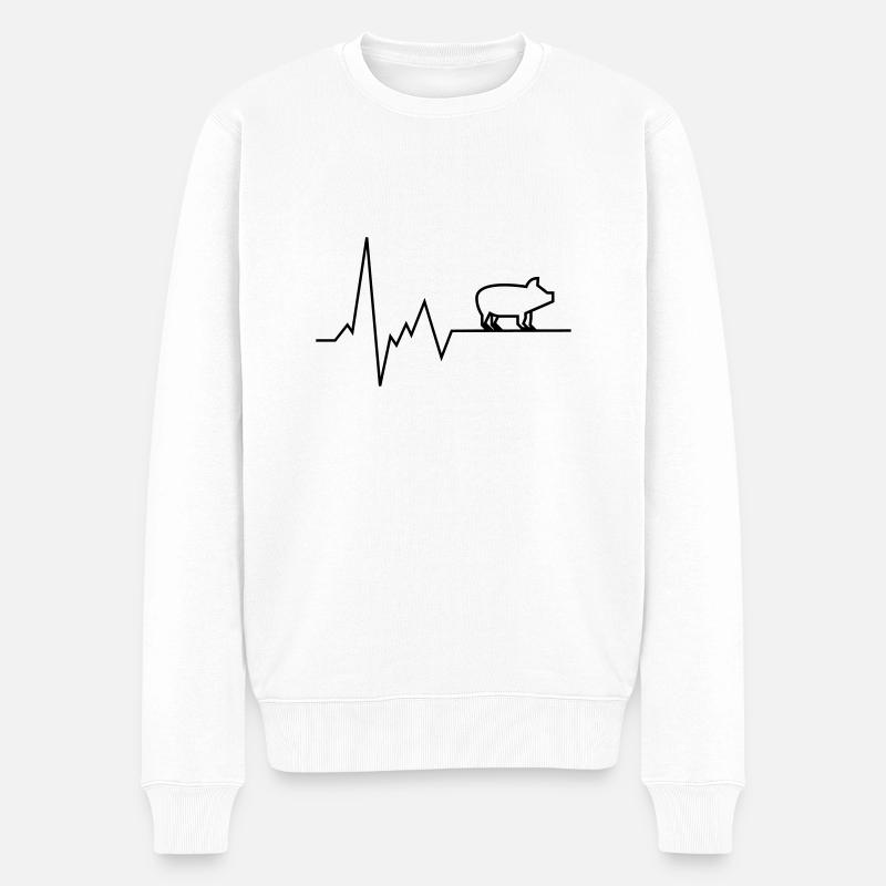 cochon de rythme cardiaque - Pull Premium bio Homme - blanc