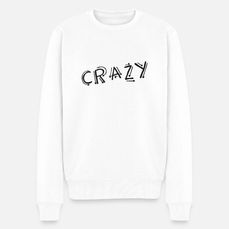 CRAZY - Männer Premium Bio Pullover - Weiß