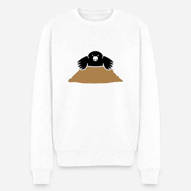 Maulwurf - Männer Premium Bio Pullover - Weiß