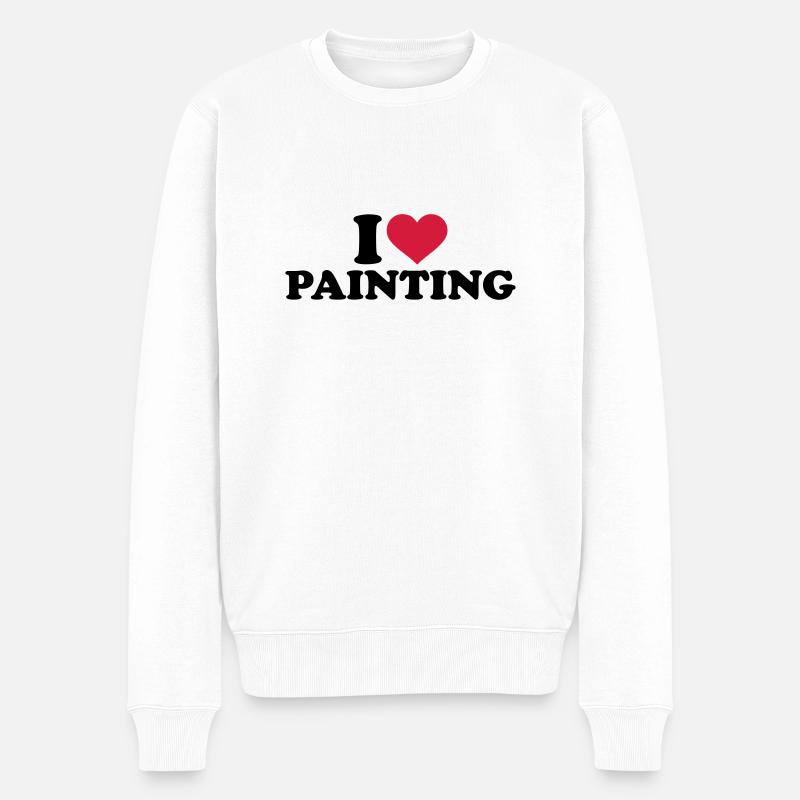 Malen - Männer Premium Bio Pullover - Weiß
