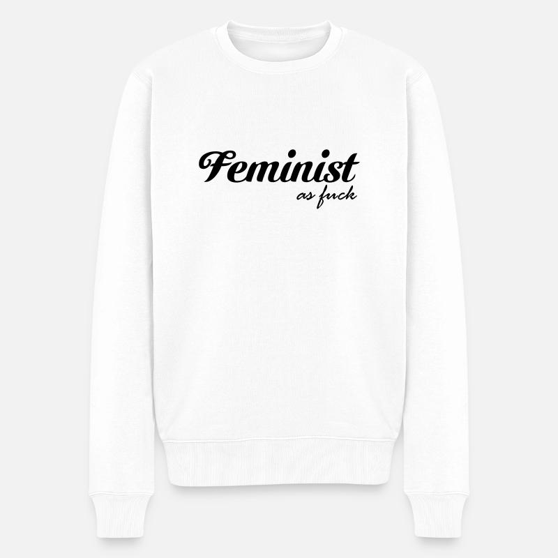 Feminist as fuck - Männer Premium Bio Pullover - Weiß