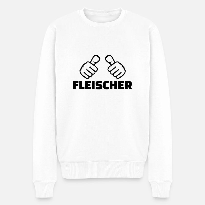 Fleischer - Männer Premium Bio Pullover - Weiß