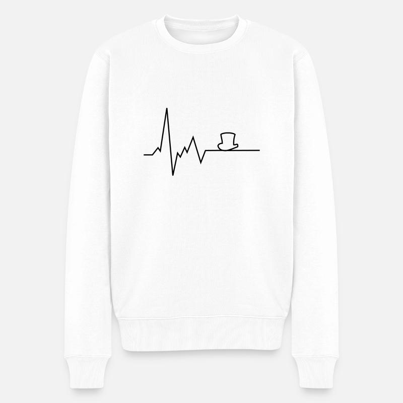 herzschlag zylinder zauberer - Männer Premium Bio Pullover - Weiß