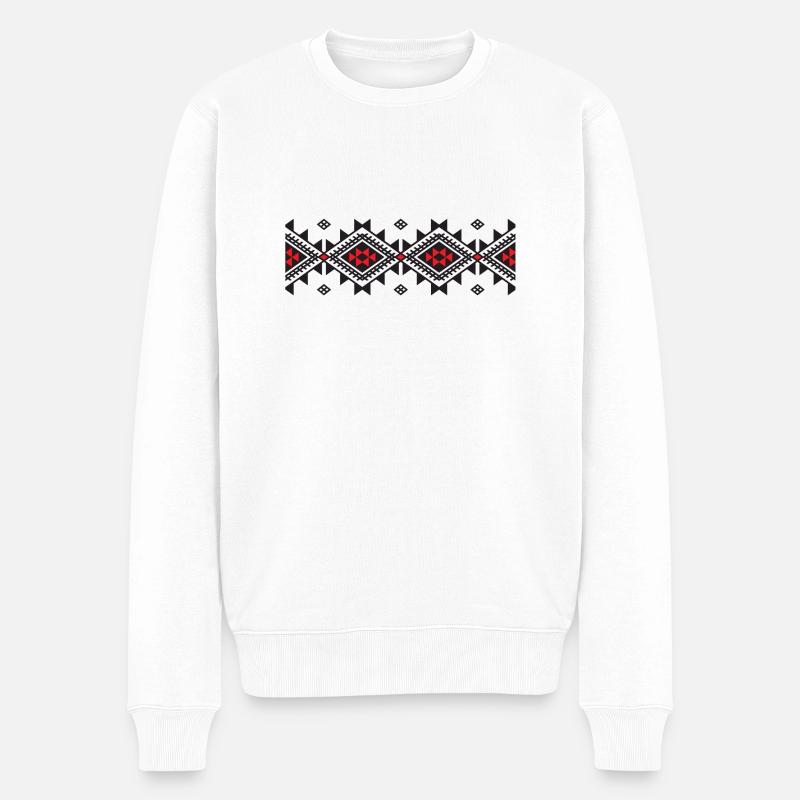 Kabyle Teppichmuster - Männer Premium Bio Pullover - Weiß