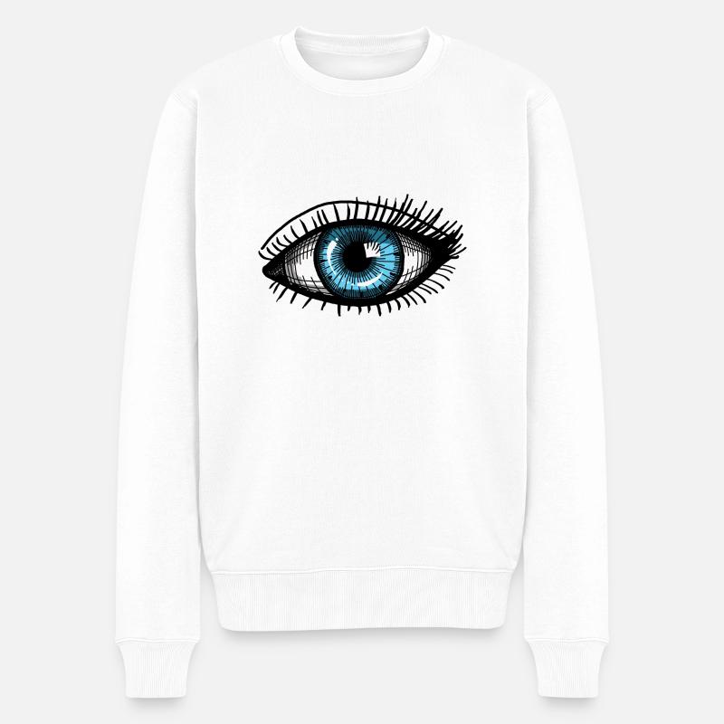 blaues Auge - Männer Premium Bio Pullover - Weiß