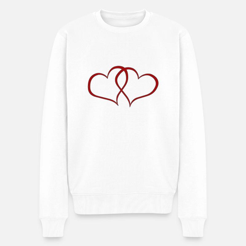 deux coeurs rouges - Pull Premium bio Homme - blanc