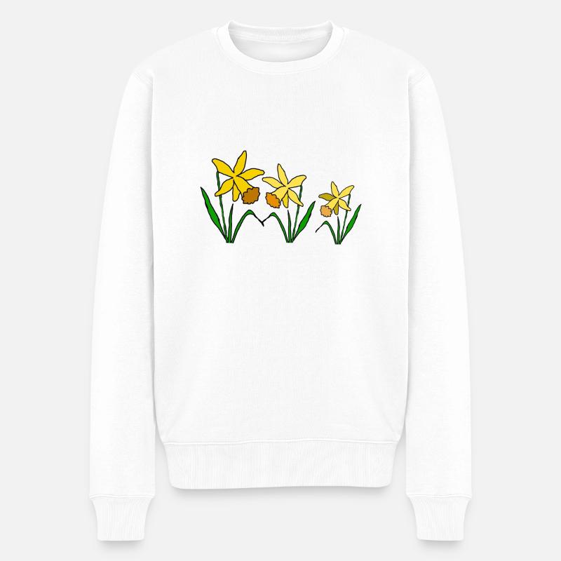 Fleurs de jonquille Printemps - Pull Premium bio Homme - blanc