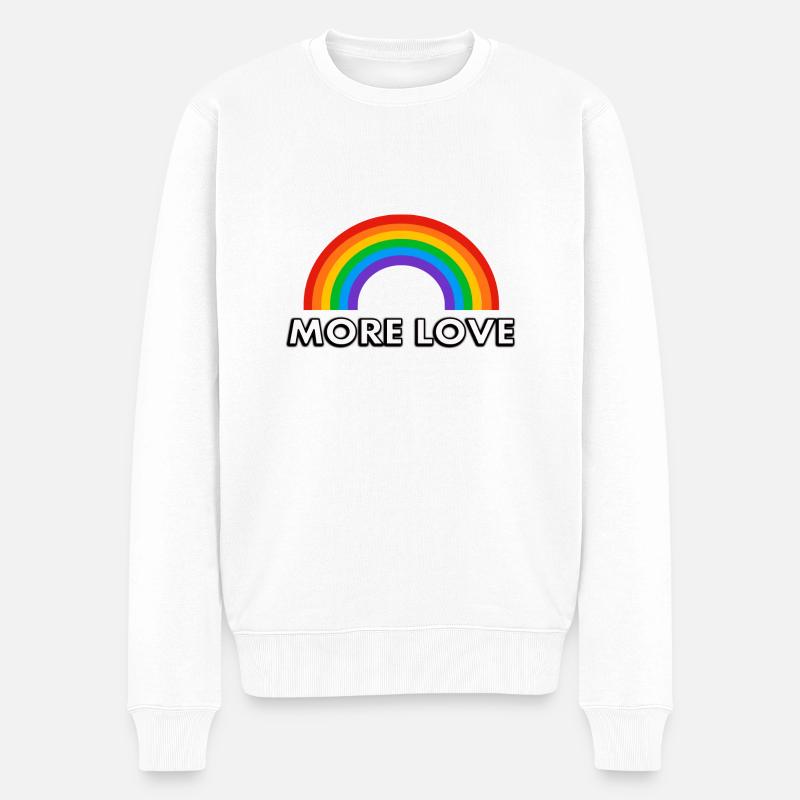 Regenbogen Mehr Liebe - Männer Premium Bio Pullover - Weiß