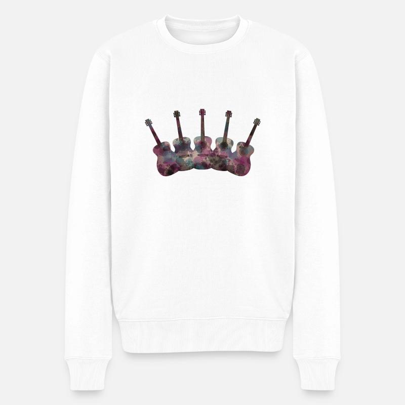 Gitarren - Männer Premium Bio Pullover - Weiß