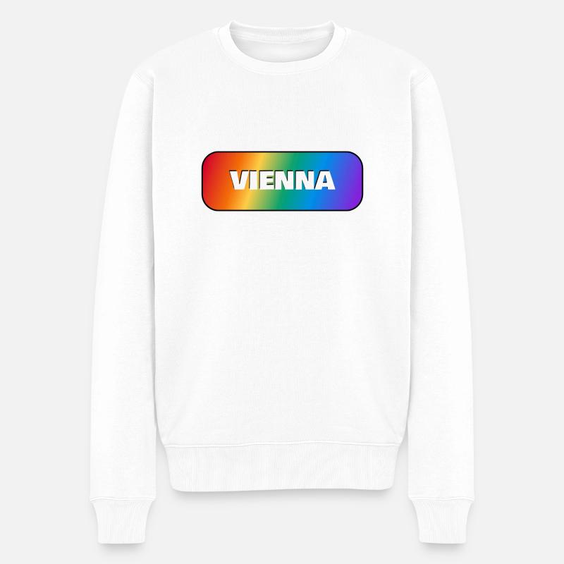 VIENNA PRIDE REGENBOGEN - Männer Premium Bio Pullover - Weiß
