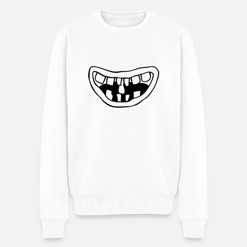 Design lachendes Monster Mund - Männer Premium Bio Pullover - Weiß