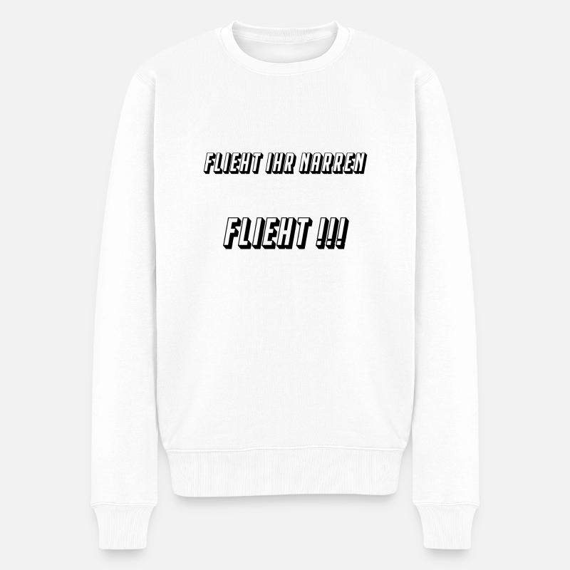 Flieht - Männer Premium Bio Pullover - Weiß
