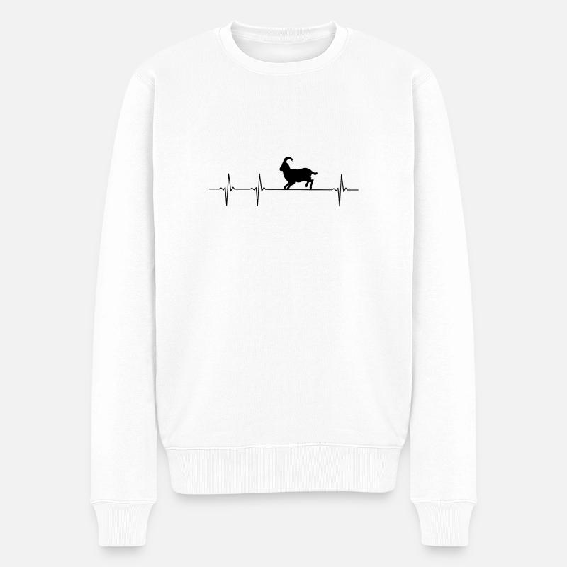 Steinbock im Herzschlag - Männer Premium Bio Pullover - Weiß