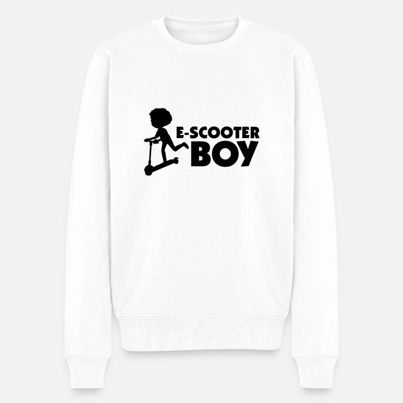 E-Scooter Roller Scooter - Männer Premium Bio Pullover - Weiß