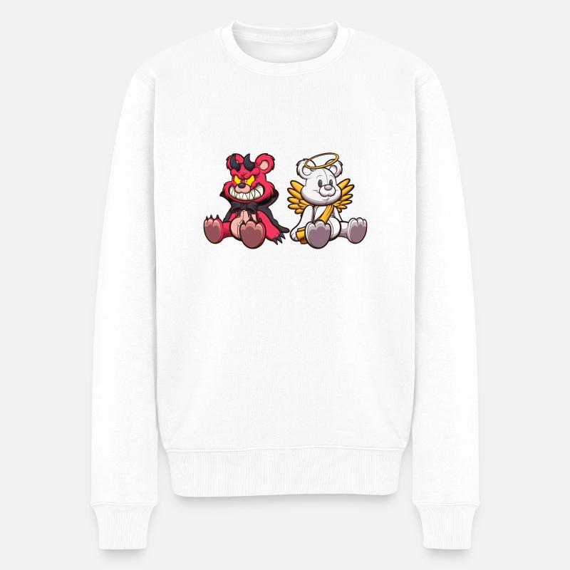 Teufel und Engel Teddybär - Männer Premium Bio Pullover - Weiß