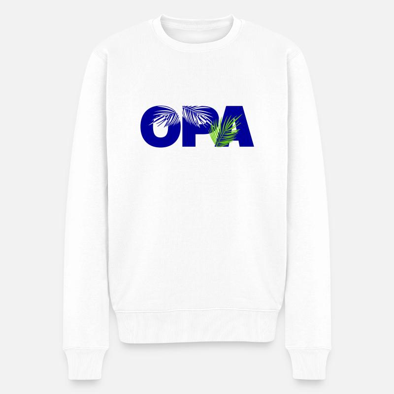 Opa Palm - Männer Premium Bio Pullover - Weiß
