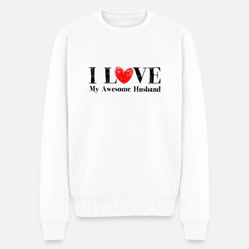 Ich liebe meinen tollen Ehemann - Männer Premium Bio Pullover - Weiß