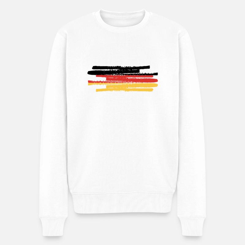 Deutschland Deutschlandflagge - Männer Premium Bio Pullover - Weiß