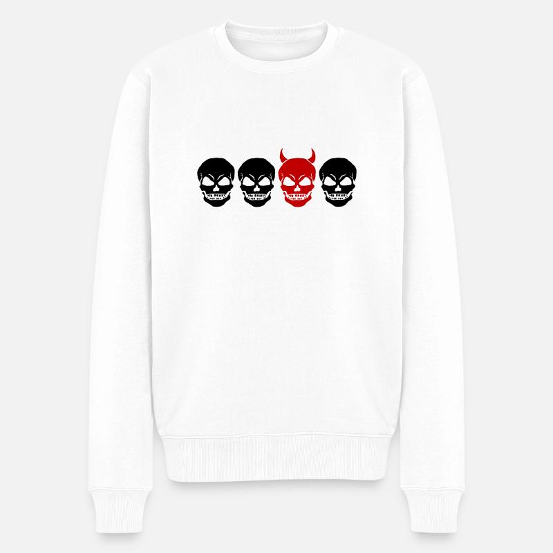 DIFFERENT SKULL2 -2C - Männer Premium Bio Pullover - Weiß