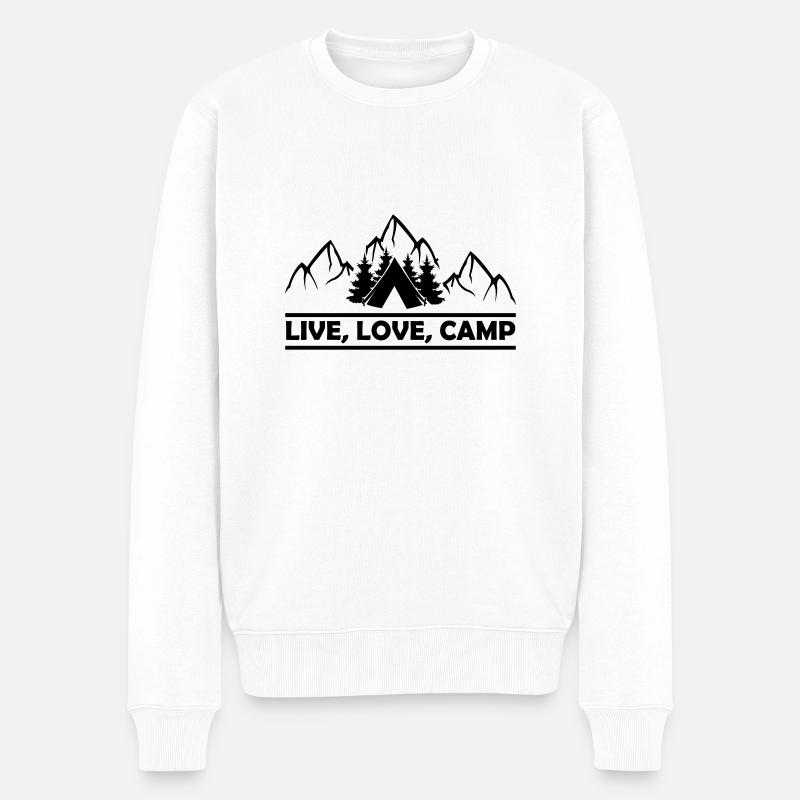 Live Love Camp - Männer Premium Bio Pullover - Weiß