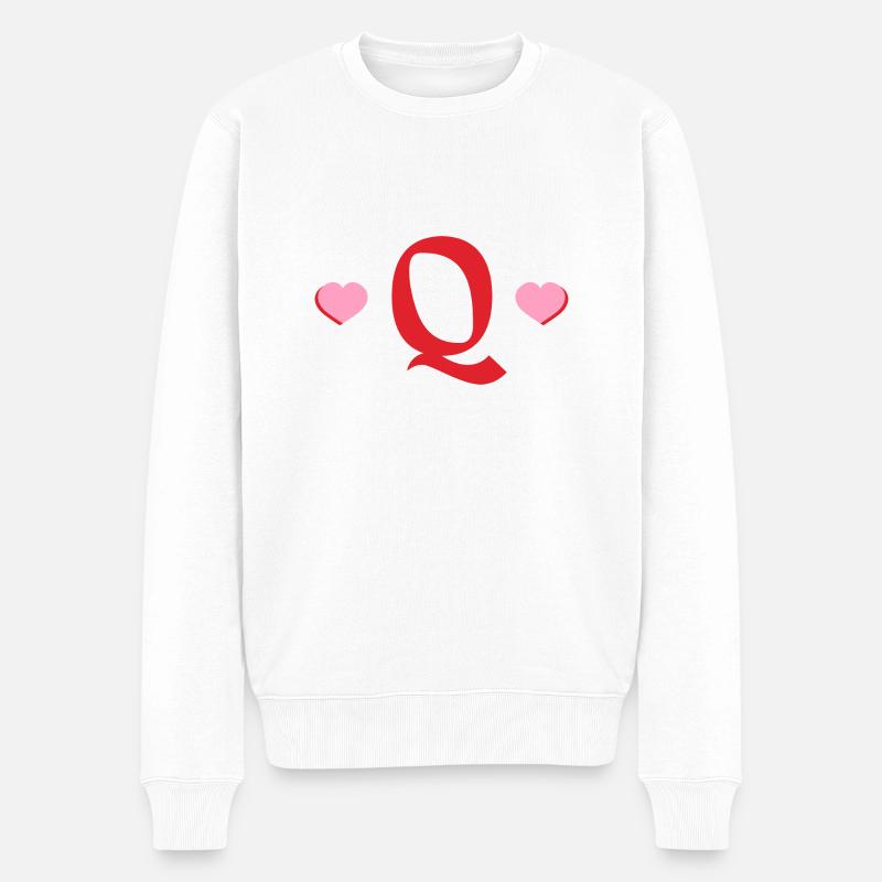 Buchstabe q rote Herzen - Männer Premium Bio Pullover - Weiß
