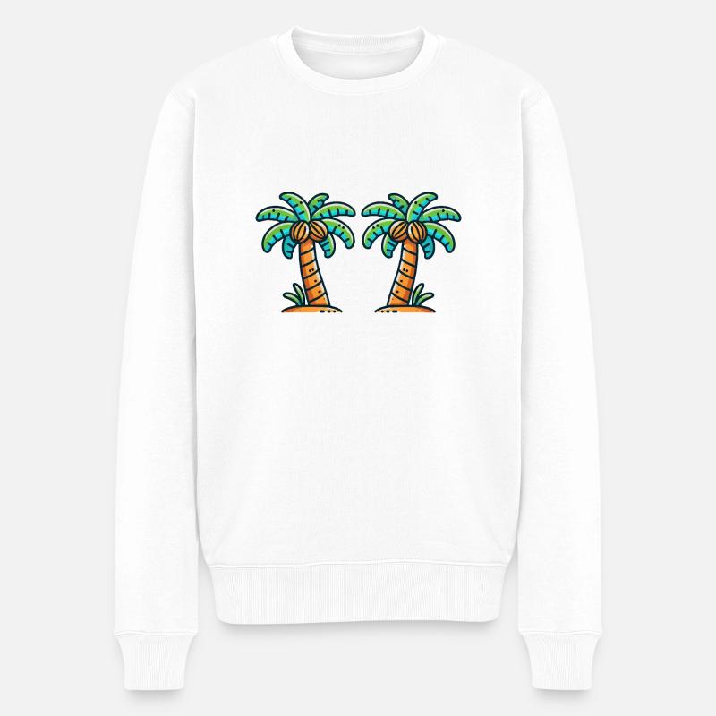 Palmiers - Pull Premium bio Homme - blanc