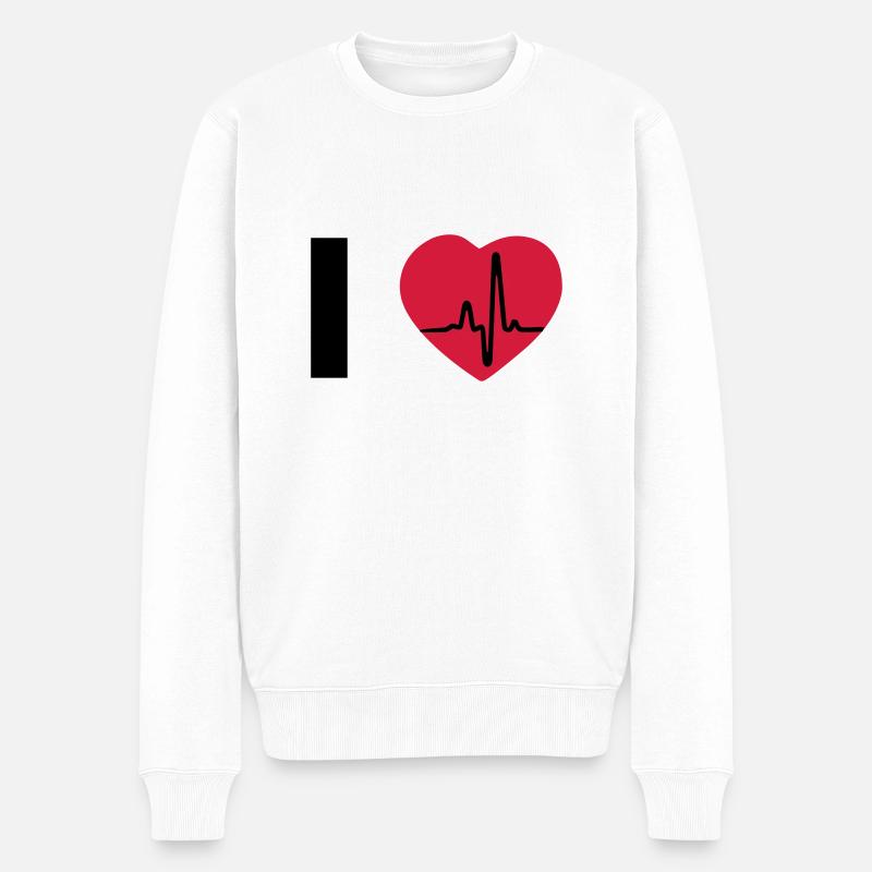 I Love - I heart - Männer Premium Bio Pullover - Weiß