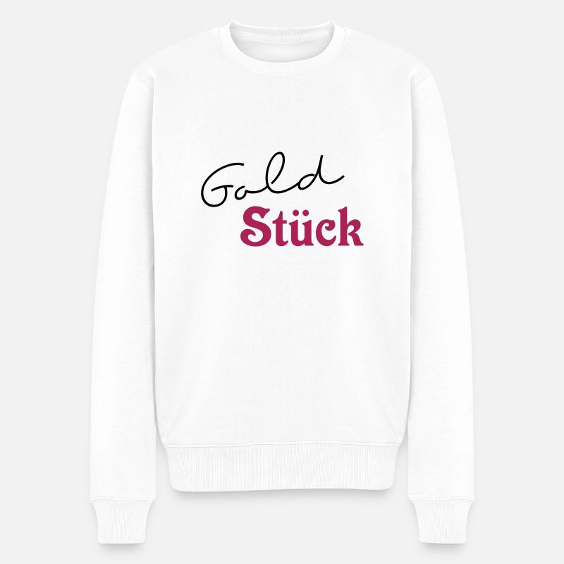 Gold Stück - Männer Premium Bio Pullover - Weiß