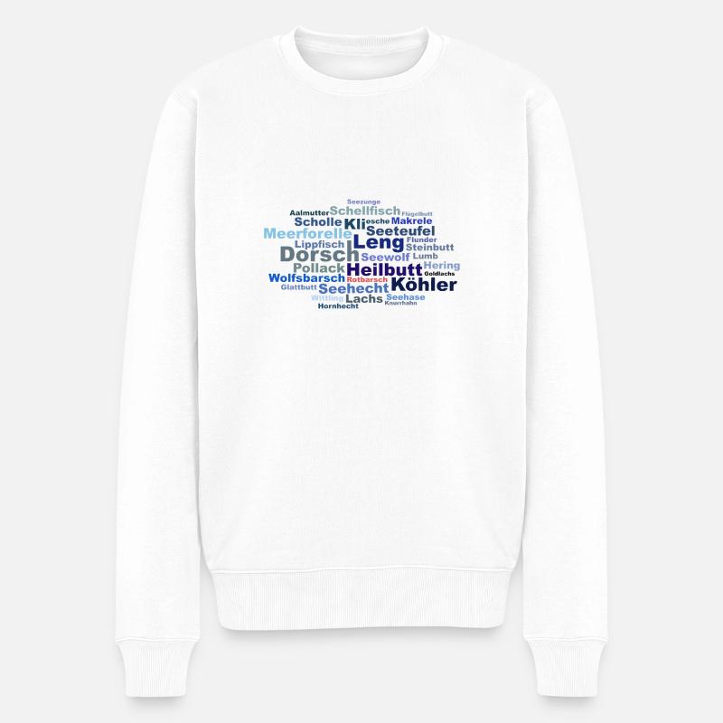 TagCloud Salzwasserfische - Männer Premium Bio Pullover - Weiß