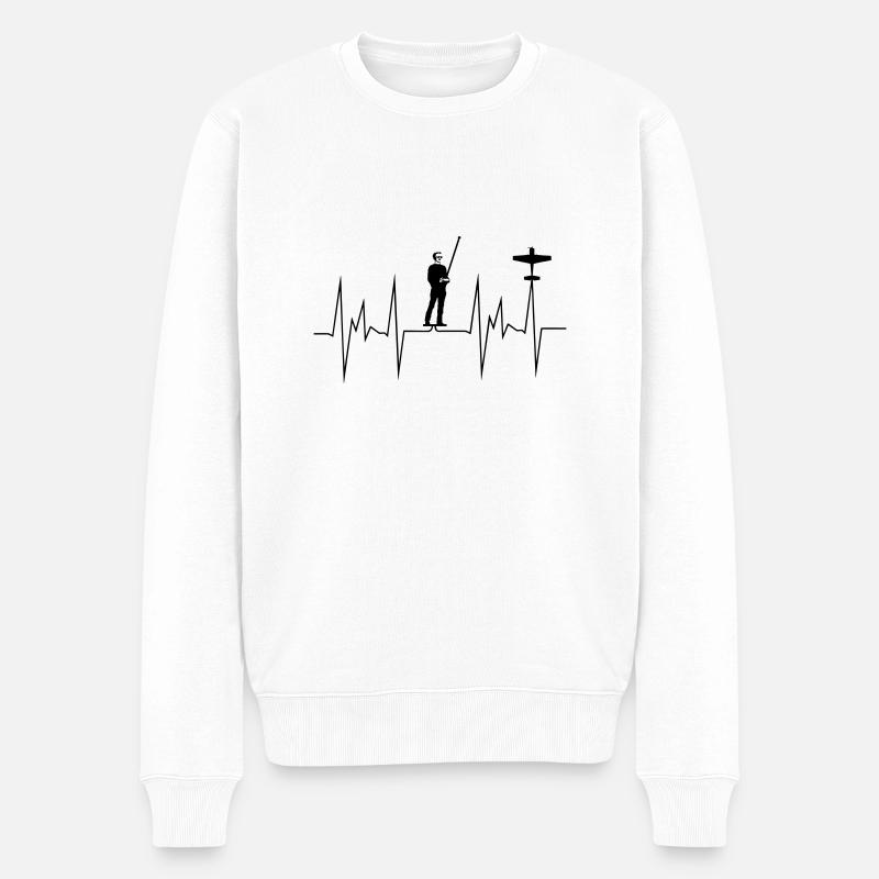 herzschlag modellflug - Männer Premium Bio Pullover - Weiß