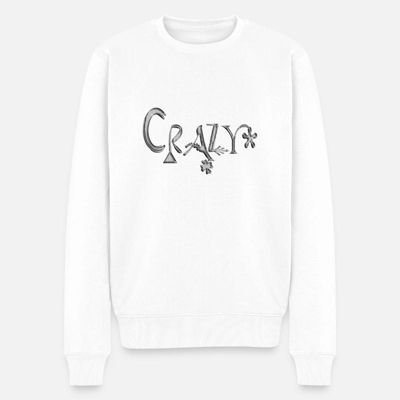 Crazy - Männer Premium Bio Pullover - Weiß