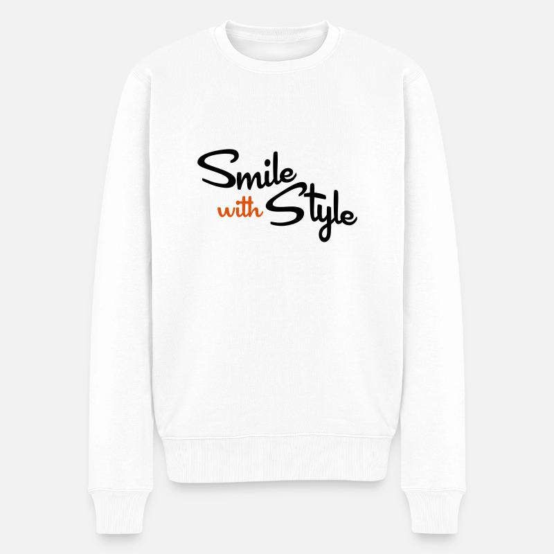 smile - Männer Premium Bio Pullover - Weiß