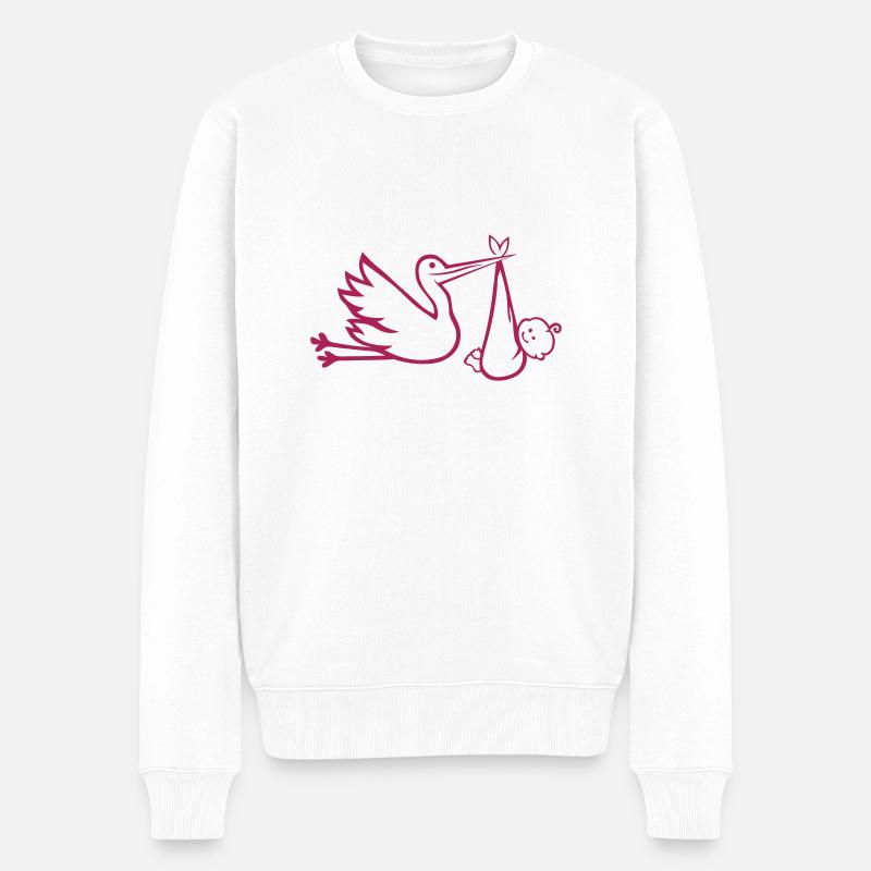 cigogne bebe naissance - Pull Premium bio Homme - blanc