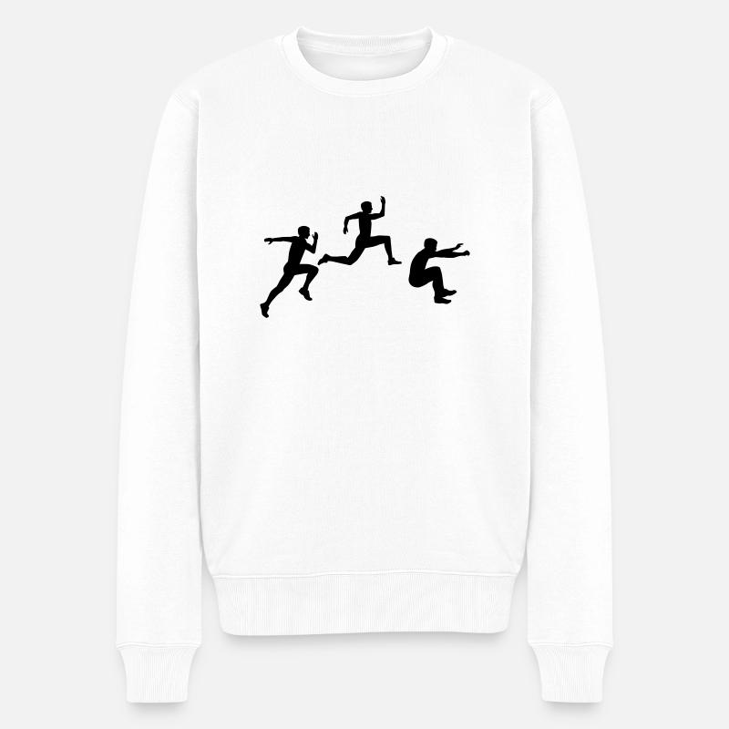 Dreisprung - Männer Premium Bio Pullover - Weiß