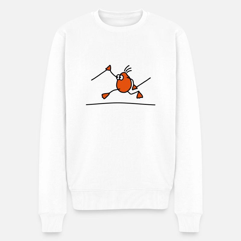 Walking running - V2 - Männer Premium Bio Pullover - Weiß