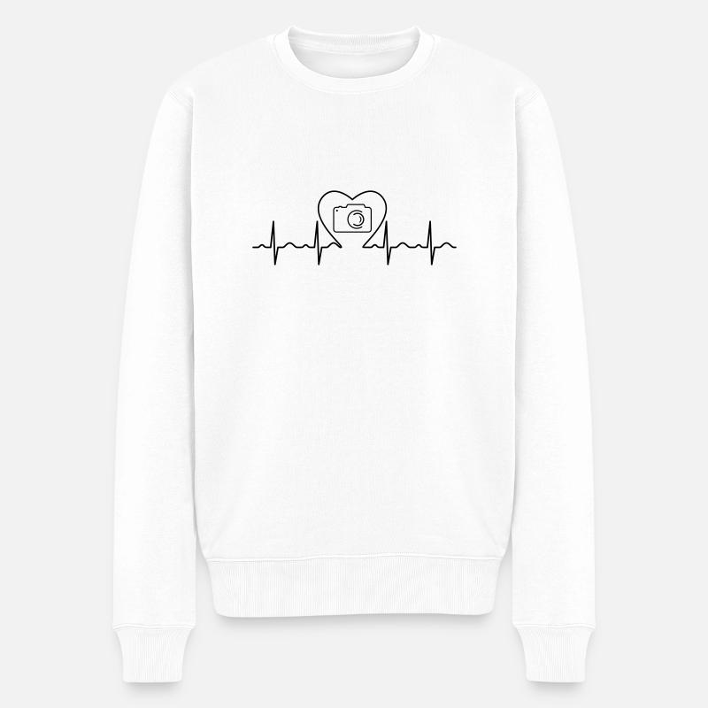 Heartbeat Love Photography - Männer Premium Bio Pullover - Weiß