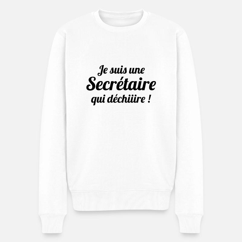 secrétaire / secrétariat / assistante / patron - Pull Premium bio Homme - blanc