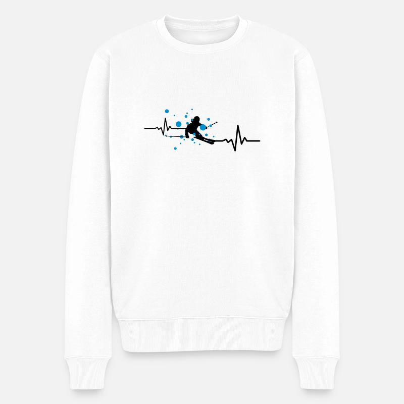 Winter - Skifahrer Puls - Männer Premium Bio Pullover - Weiß