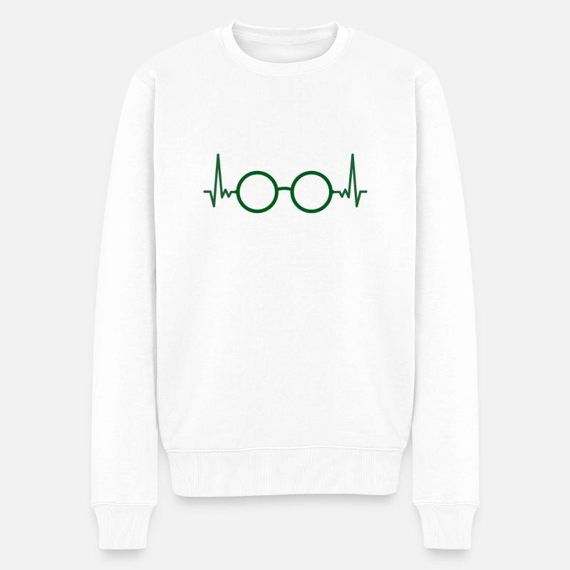 EKG Brille Optiker Geschenk Augenoptiker - Männer Premium Bio Pullover - Weiß
