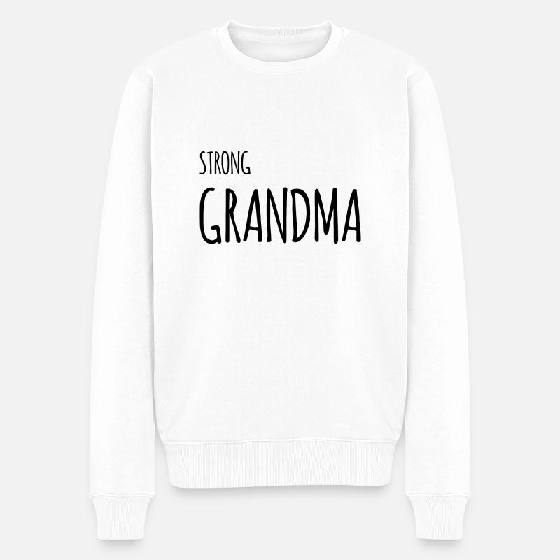 Strong Grandma Comic black - Männer Premium Bio Pullover - Weiß