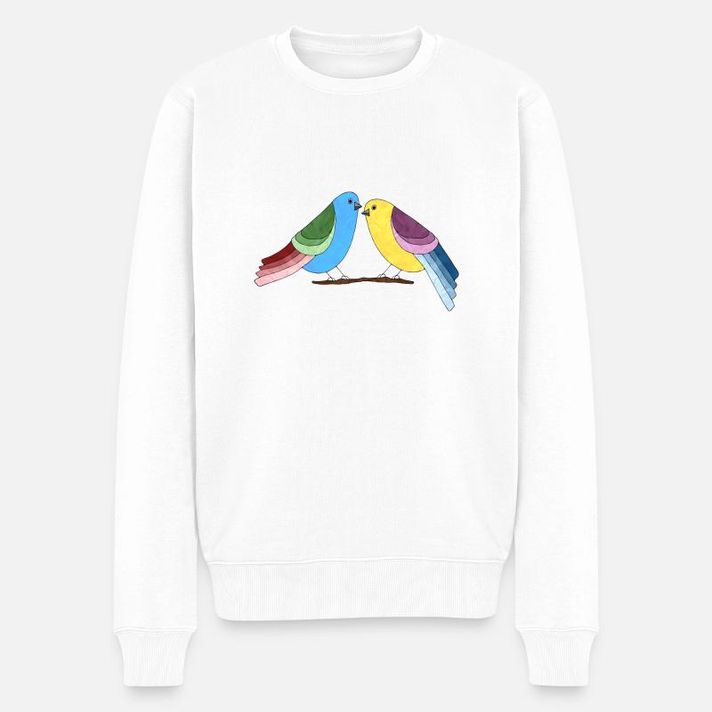 Vögel - Männer Premium Bio Pullover - Weiß