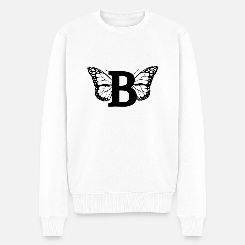 Buchstabe B Schmetterling - Männer Premium Bio Pullover - Weiß