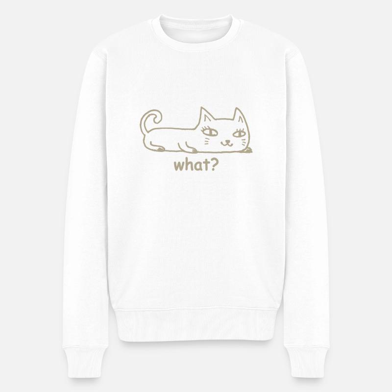 Chat Quoi ? - Pull Premium bio Homme - blanc