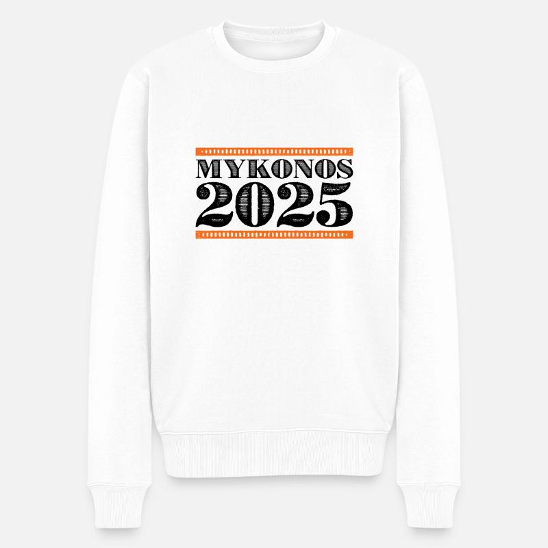 Mykonos 2025 - Männer Premium Bio Pullover - Weiß